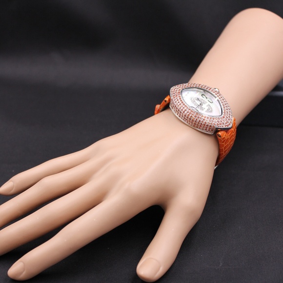 Orange Sapphire Diamond 5.93 Ct Luxury Watch